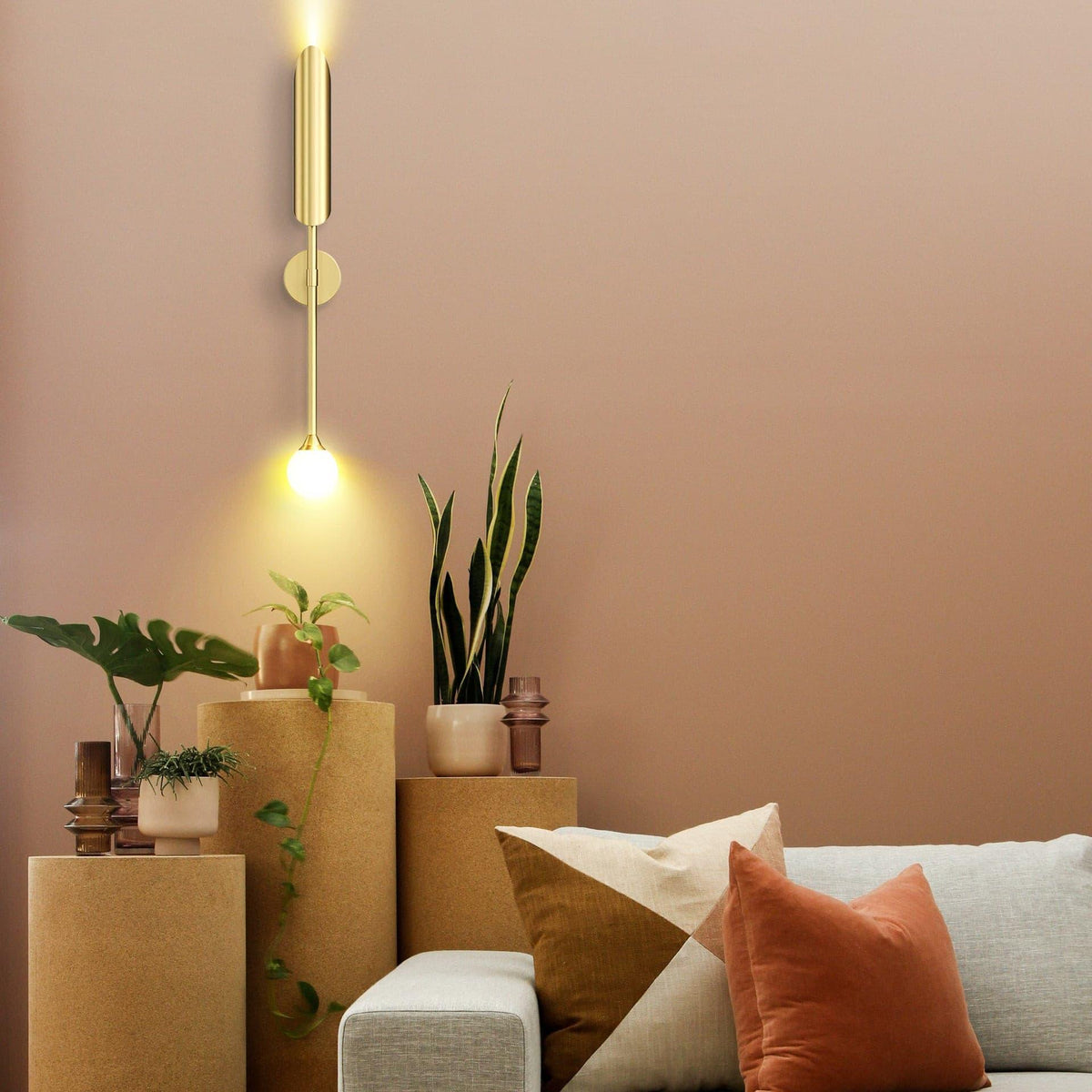 Metavaya Wall lamp long tube candle holder long tube candle holder|copper wall lamp 