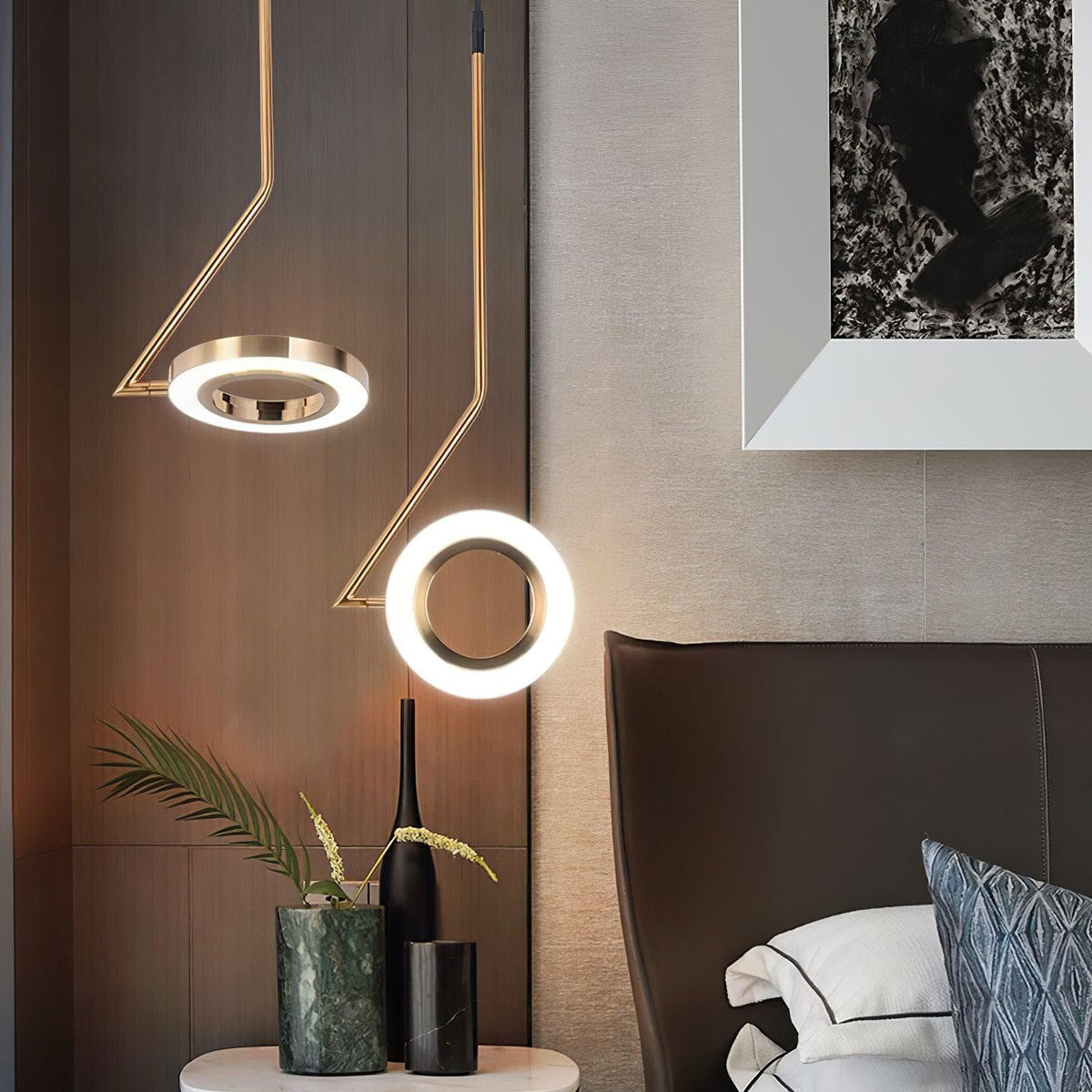 Metavaya Pendant light Dia 16cm x H 150cm / ∅ 6.3″ x H 59″ / Gold / Warm White L Shaped Pendant Light 662668841748 M2023122103-1 L Shaped Pendant Light | Special Sale