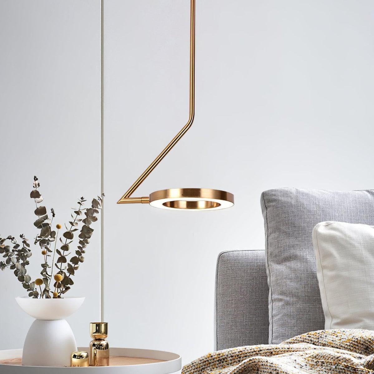 Metavaya Pendant light Dia 16cm x H 150cm / ∅ 6.3″ x H 59″ / Gold / Warm White L Shaped Pendant Light 662668841748 M2023122103-1 L Shaped Pendant Light | Special Sale