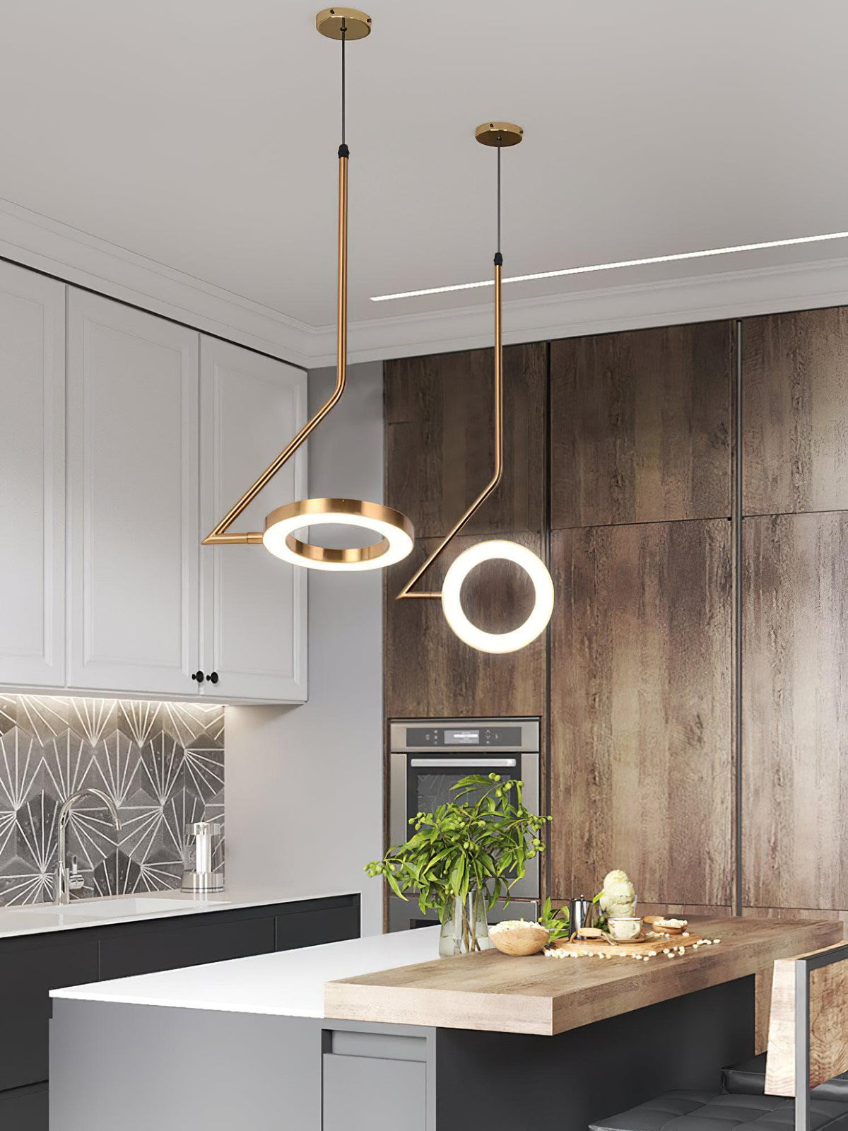 Metavaya Pendant light Dia 16cm x H 150cm / ∅ 6.3″ x H 59″ / Gold / Warm White L Shaped Pendant Light 662668841748 M2023122103-1 L Shaped Pendant Light | Special Sale