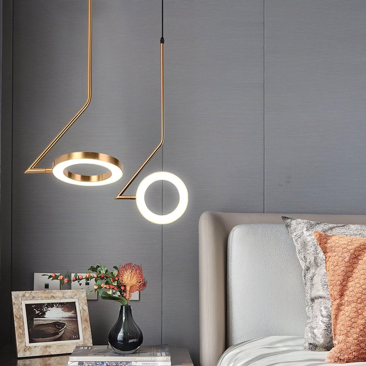 Metavaya Pendant light Dia 16cm x H 150cm / ∅ 6.3″ x H 59″ / Gold / Warm White L Shaped Pendant Light 662668841748 M2023122103-1 L Shaped Pendant Light | Special Sale