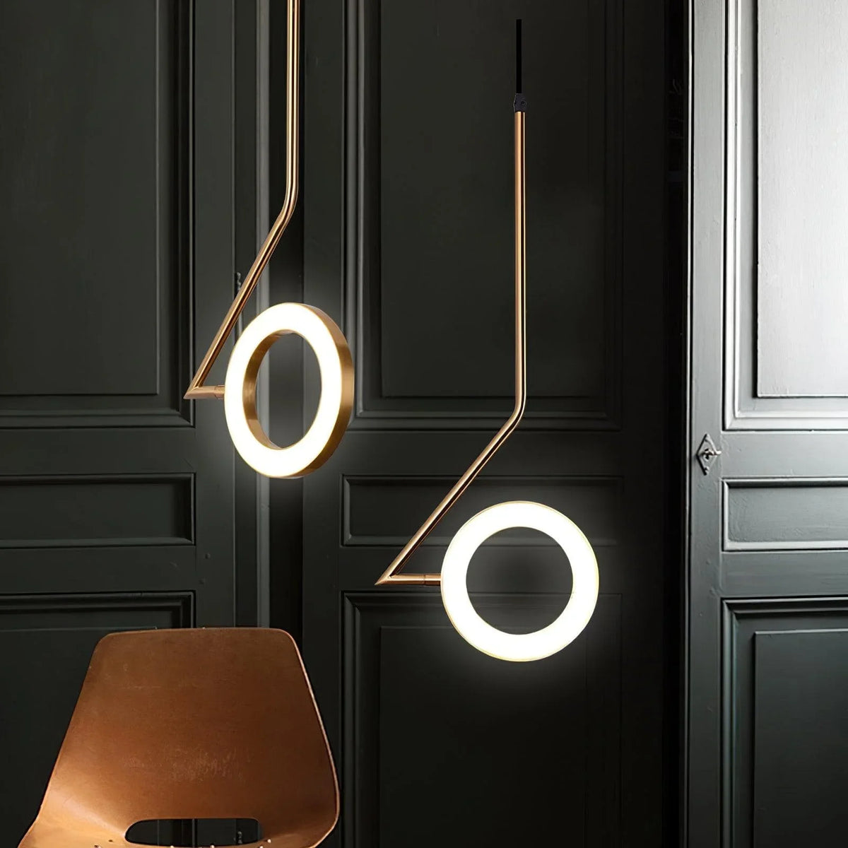 Metavaya Pendant light Dia 16cm x H 150cm / ∅ 6.3″ x H 59″ / Gold / Warm White L Shaped Pendant Light 662668841748 M2023122103-1 L Shaped Pendant Light | Special Sale