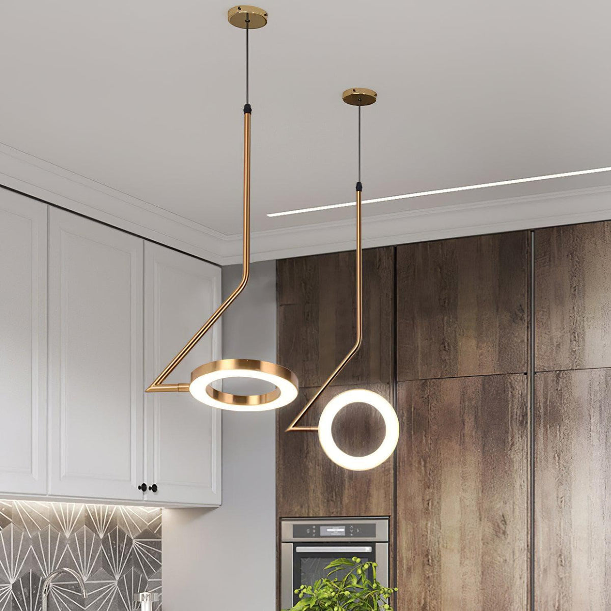 Metavaya Pendant light Dia 16cm x H 150cm / ∅ 6.3″ x H 59″ / Gold / Warm White L Shaped Pendant Light 662668841748 M2023122103-1 L Shaped Pendant Light | Special Sale