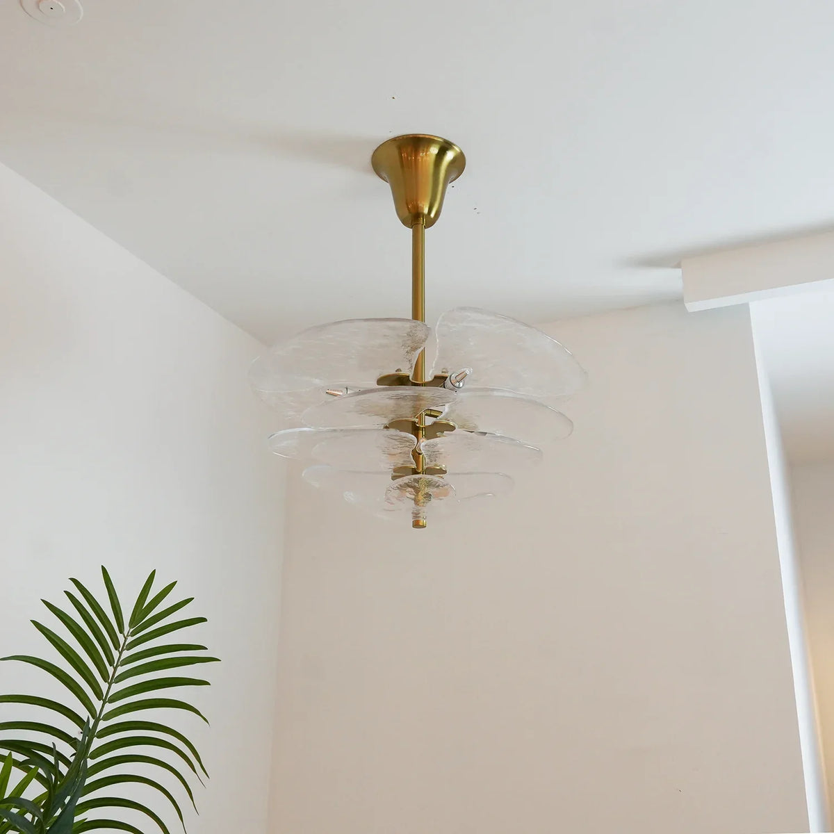 Leaf Lilypad Glass Chandelier - view 6 | Metavaya