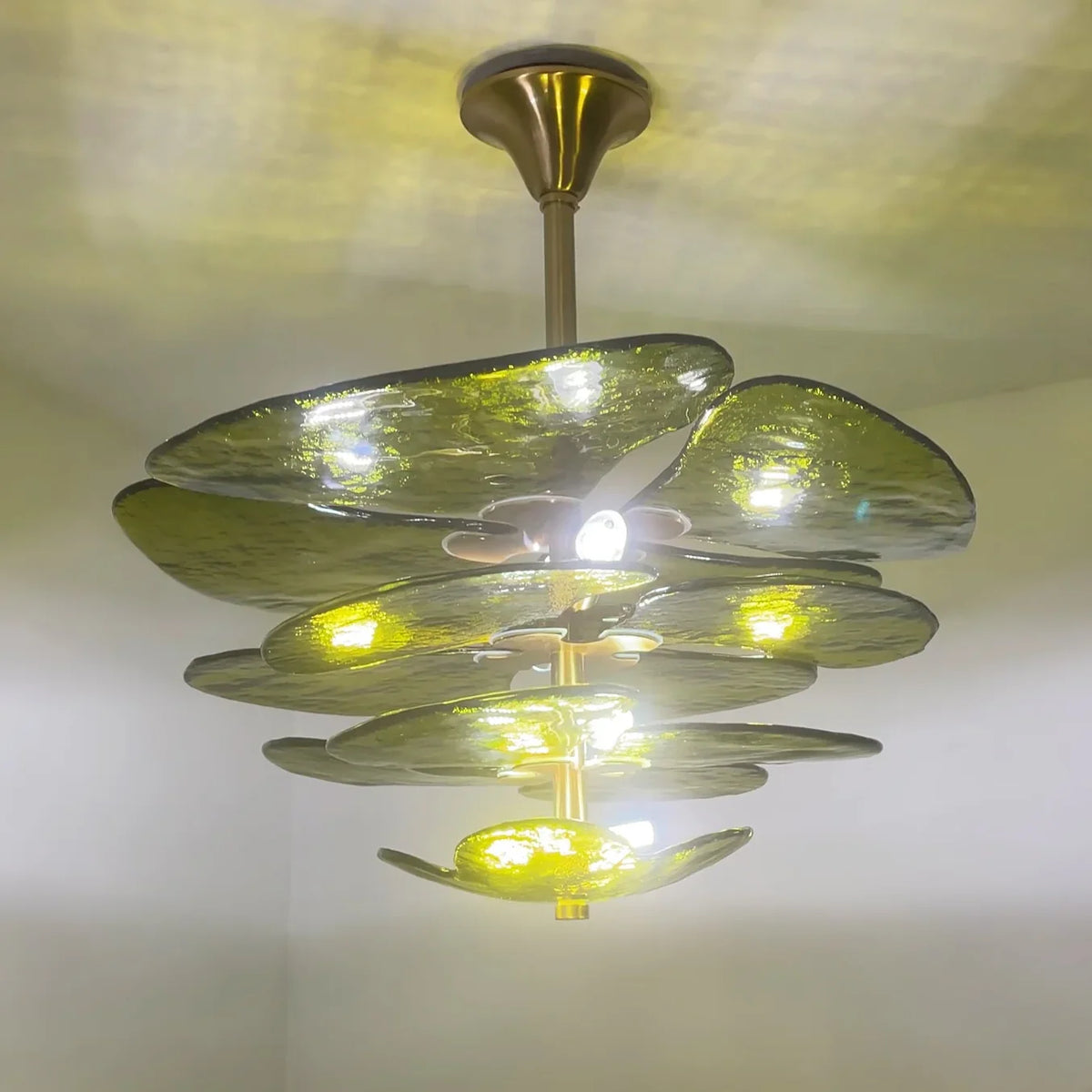 Leaf Lilypad Glass Chandelier - view 10 | Metavaya