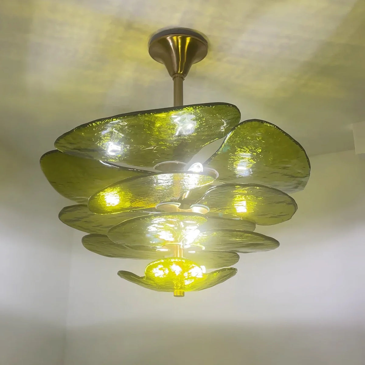 Leaf Lilypad Glass Chandelier - view 9 | Metavaya