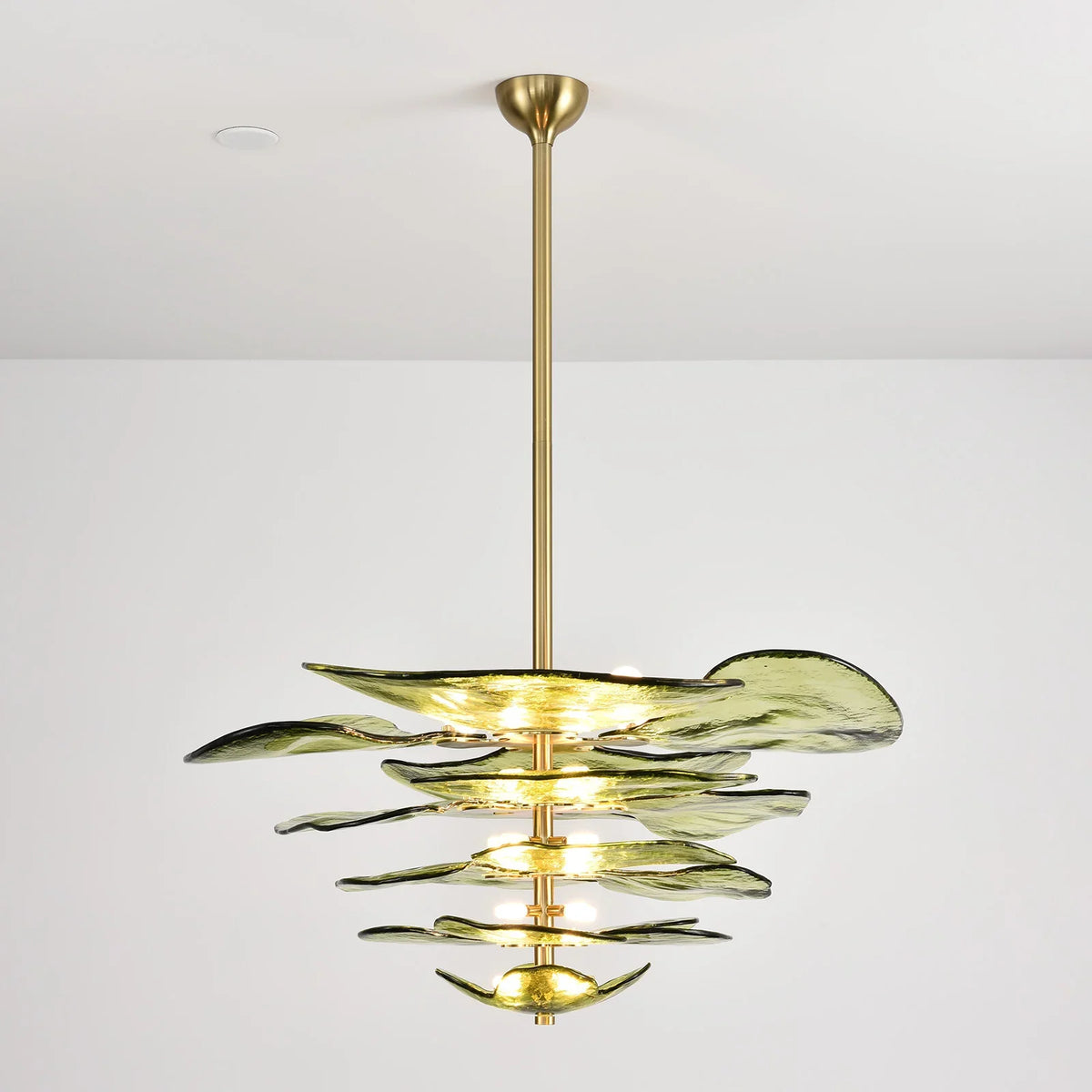 Leaf Lilypad Glass Chandelier - view 39 | Metavaya