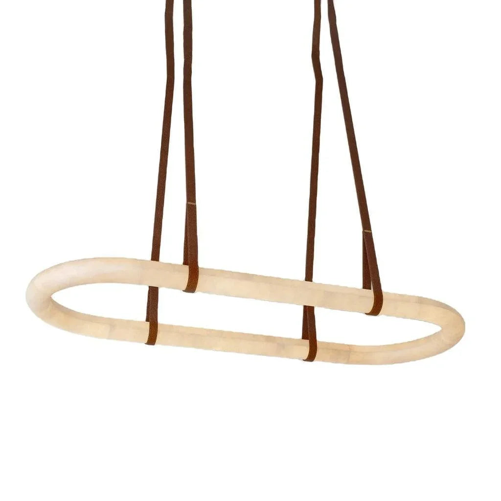 Metavaya Chandelier Leather Circle Marble Chandelier