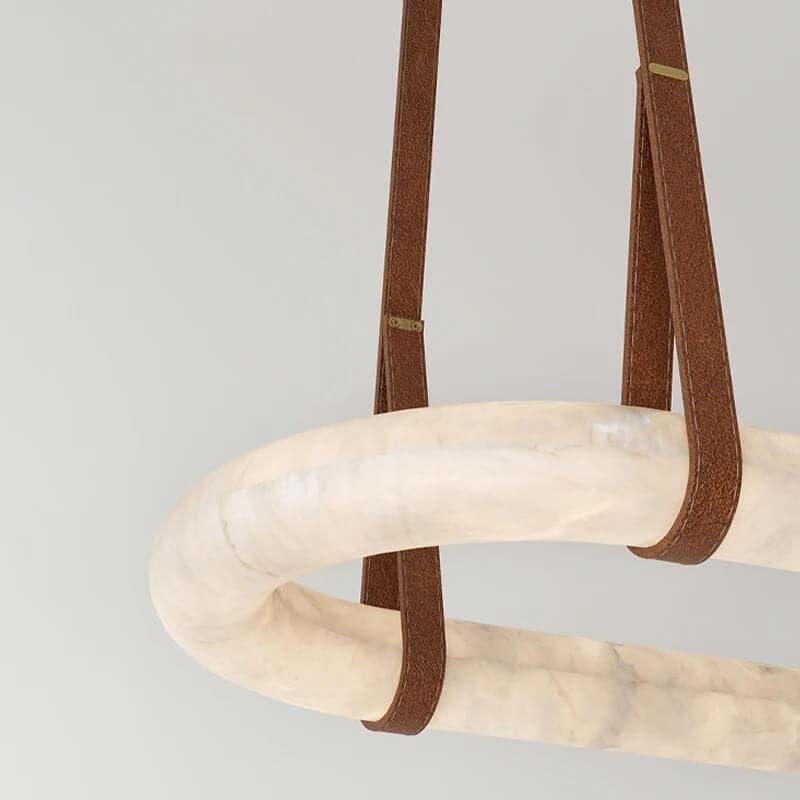 Metavaya Chandelier Leather Circle Marble Chandelier