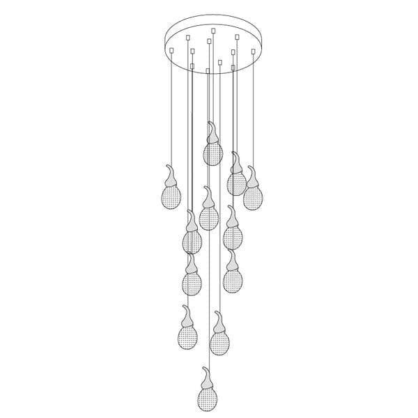 Metavaya Chandelier 12 Heads Dia 40cm / ∅ 15.7″ / Gold+Clear Leo Bubble Chandelier 662668875576 M2023072101-2