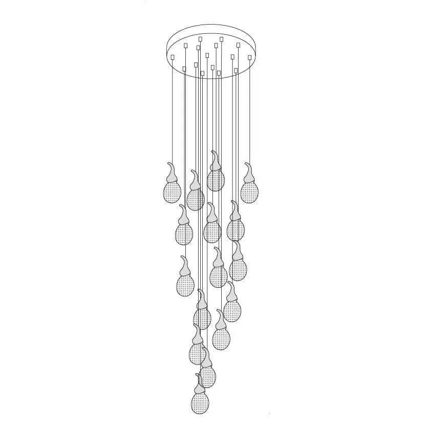 Metavaya Chandelier 16 Heads Dia 40cm / ∅ 15.7″ / Gold+Clear Leo Bubble Chandelier 662668875583 M2023072101-3