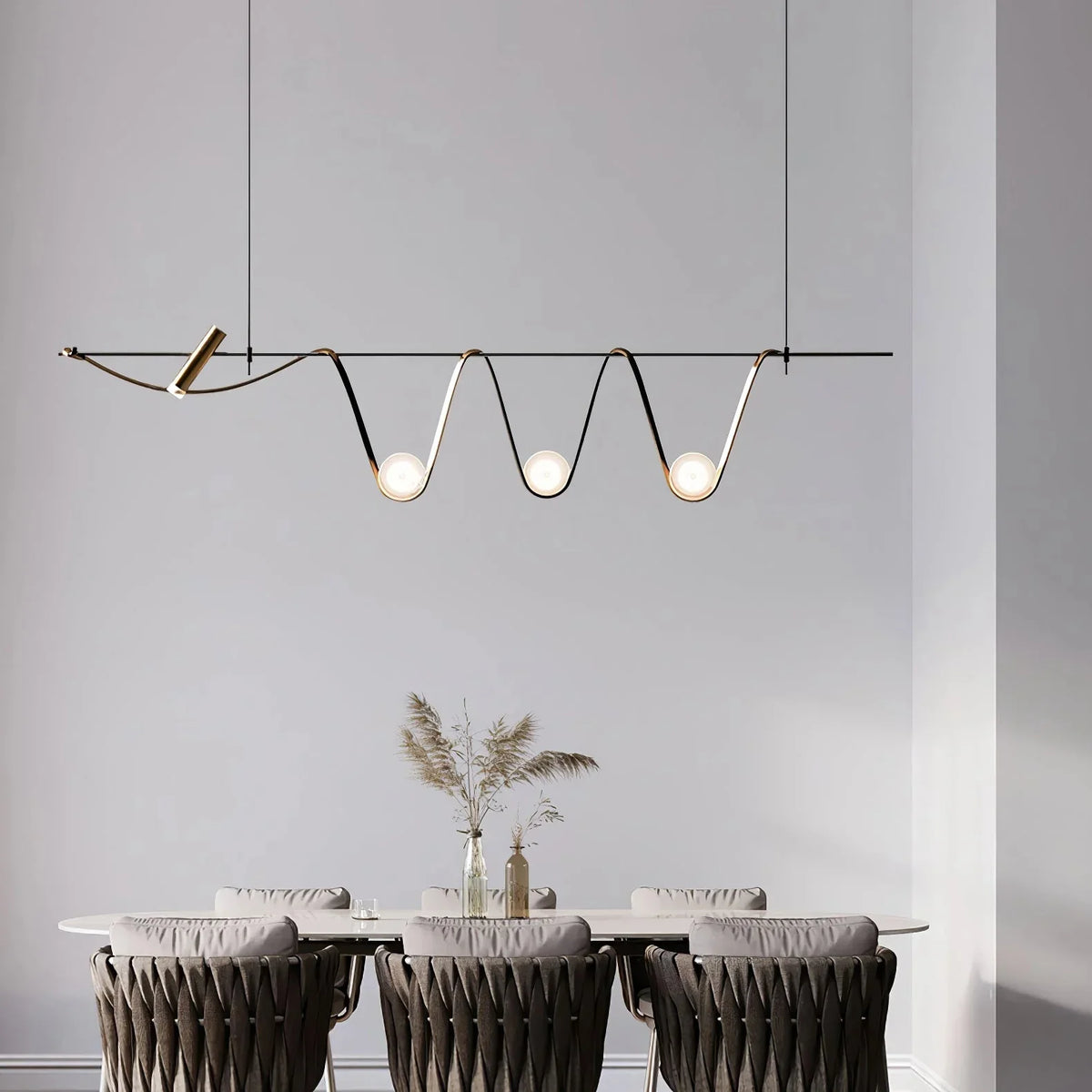 Metavaya Chandelier L 47.2″ x H 39.4″ / L 120cm x H 100cm / Black Linear Island Chandelier 662668906294 M2024011305-2 Linear Island Chandelier | Discount Sale