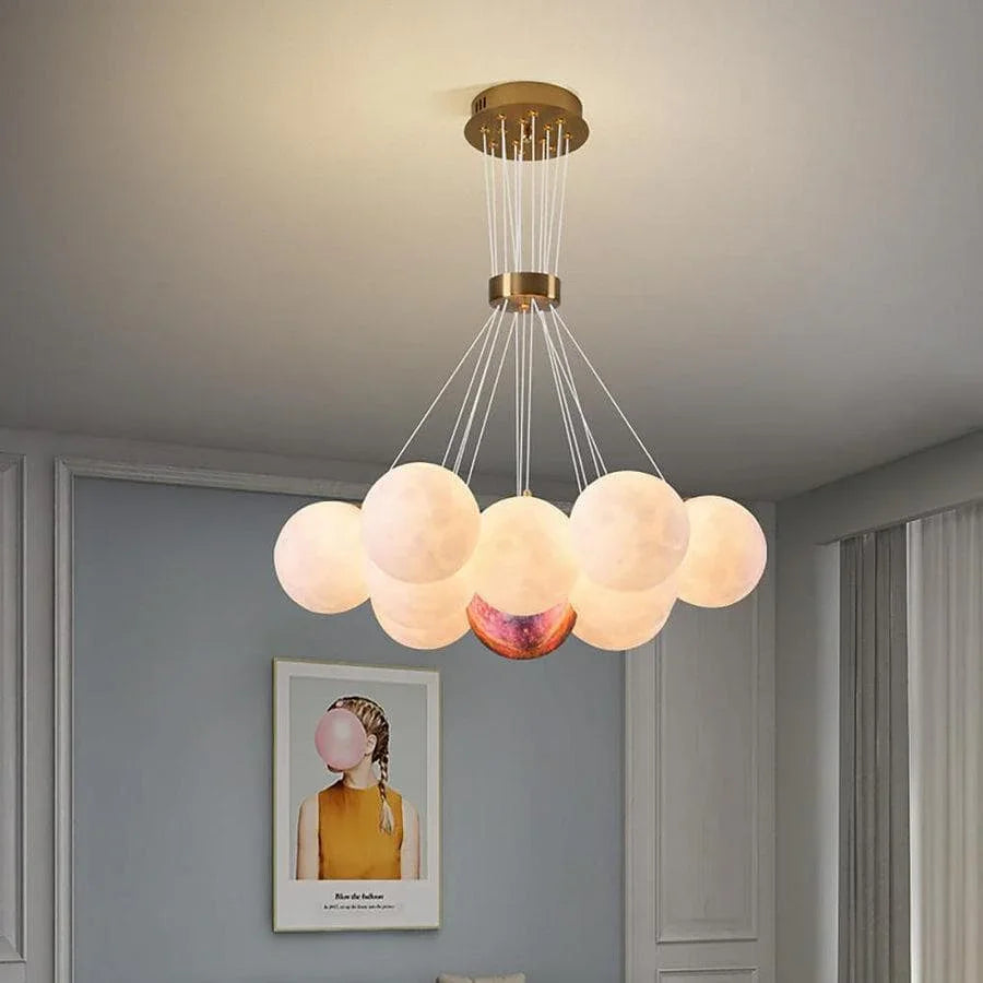 Metavaya Pendant light 13heads Dia 60cm x H 150cm / ∅ 23.6″ x H 59" / White & Gold Lunar Pendant Light 662668834399 M2023121705-2 Lunar Pendant Light| Decorative Light