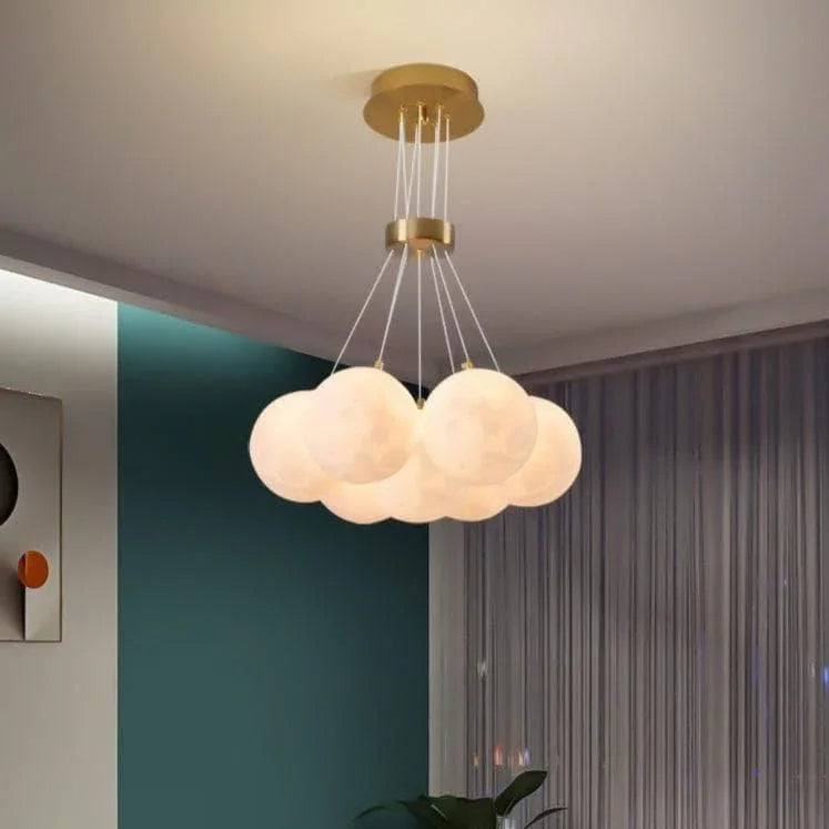 Metavaya Pendant light 7heads Dia 40cm x H 150cm / ∅ 15.7″ x H 59" / White & Gold Lunar Pendant Light 662668834382 M2023121705-1 Lunar Pendant Light| Decorative Light