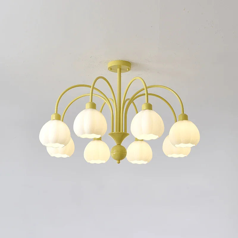 Metavaya Chandelier 8heads Dia 80cm x H 50cm / ∅ 31.5″ x H 19.7″ / Yellow Lustra Flower Chandelier 6938617801922 M2023101805-7