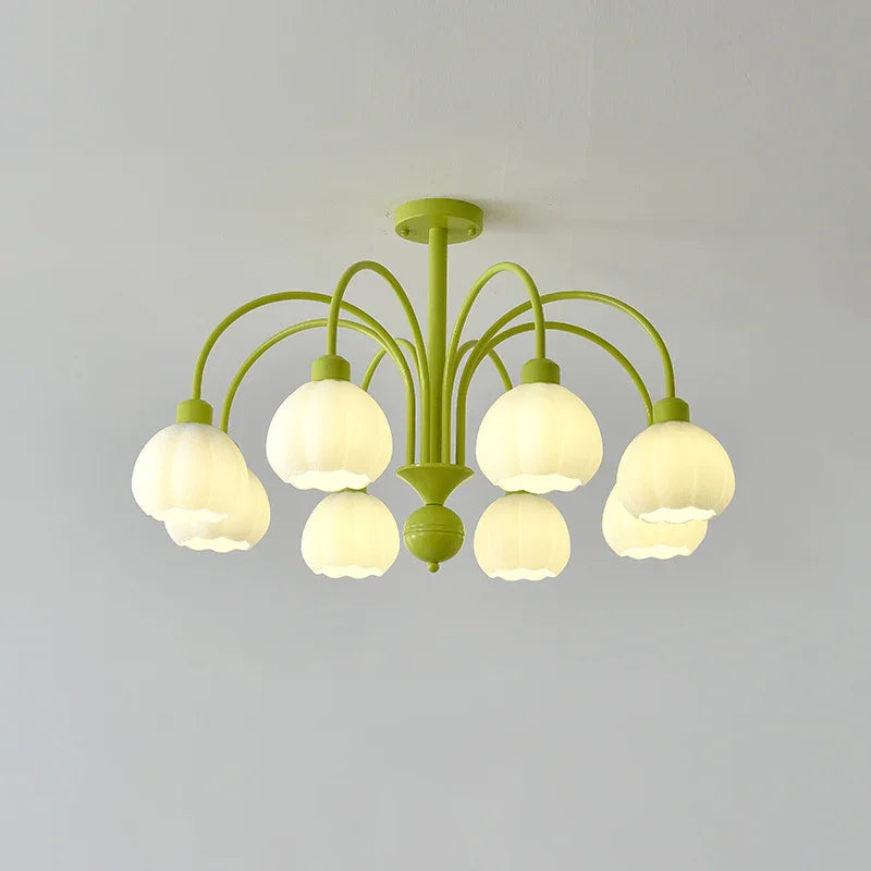 Metavaya Chandelier 8heads Dia 80cm x H 50cm / ∅ 31.5″ x H 19.7″ / Green Lustra Flower Chandelier 6938617801939 M2023101805-8