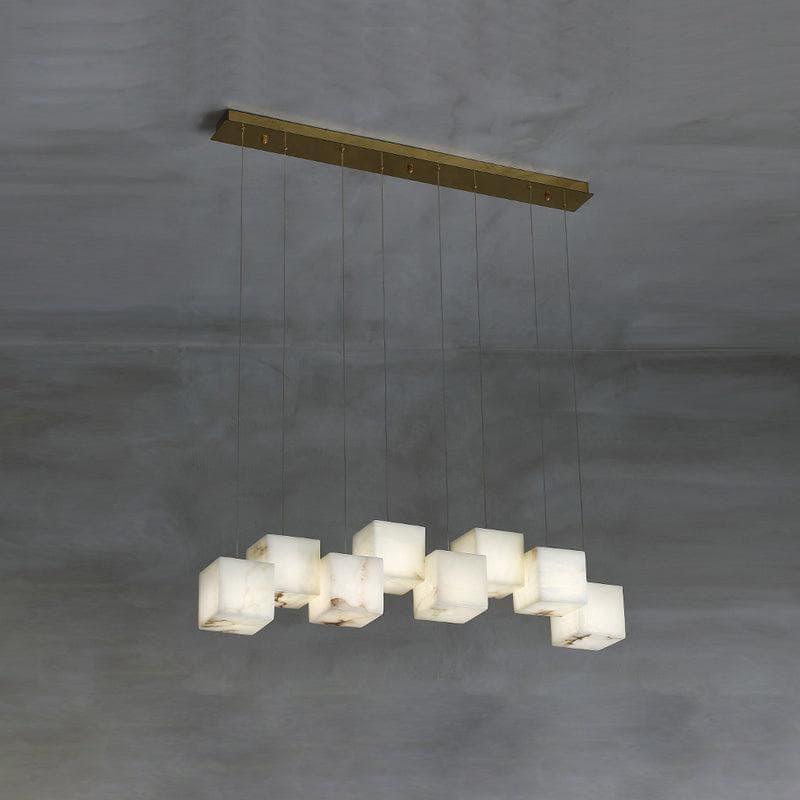 Metavaya Chandelier 8 head L 96cm x W 12cm x H 200cm / L 37.8″ x W 4.7″ x H 78.7″ / Gold Marble Box Chandelier 6938617789060 M2023100605-2