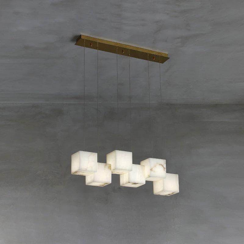 Metavaya Chandelier 6 head L 72cm x W 12cm x H 200cm / L 28.3″ x W 4.7″ x H 78.7″ / Gold Marble Box Chandelier 6938617789053 M2023100605-1