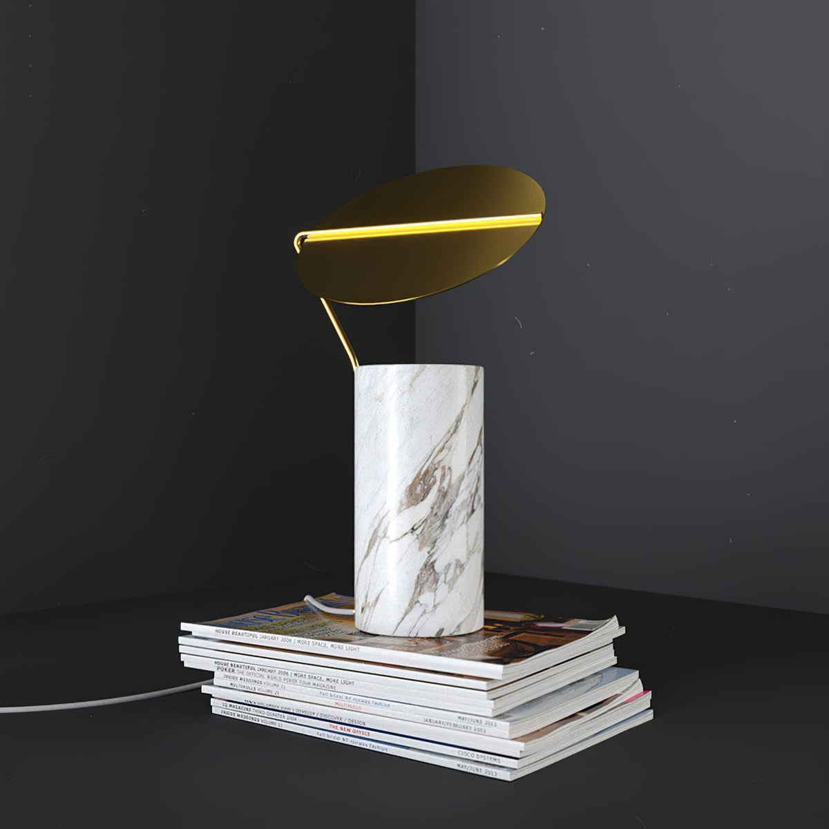 Metavaya Table lamp Dia 27cm x H 45cm / ∅ 10.6″ x H 17.7″ / Black / US Plug Marble Coffee Table Lamp 6938617810894 M2023110103-9