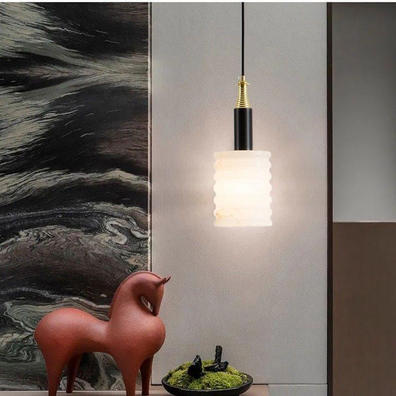 Metavaya Pendant lamp Dia 12.5 cm x H 35 cm / ∅ 4.9″ x H 13.8″ / Black and Copper Marble Pendant Lamp 6938617813116 M2023110605-1