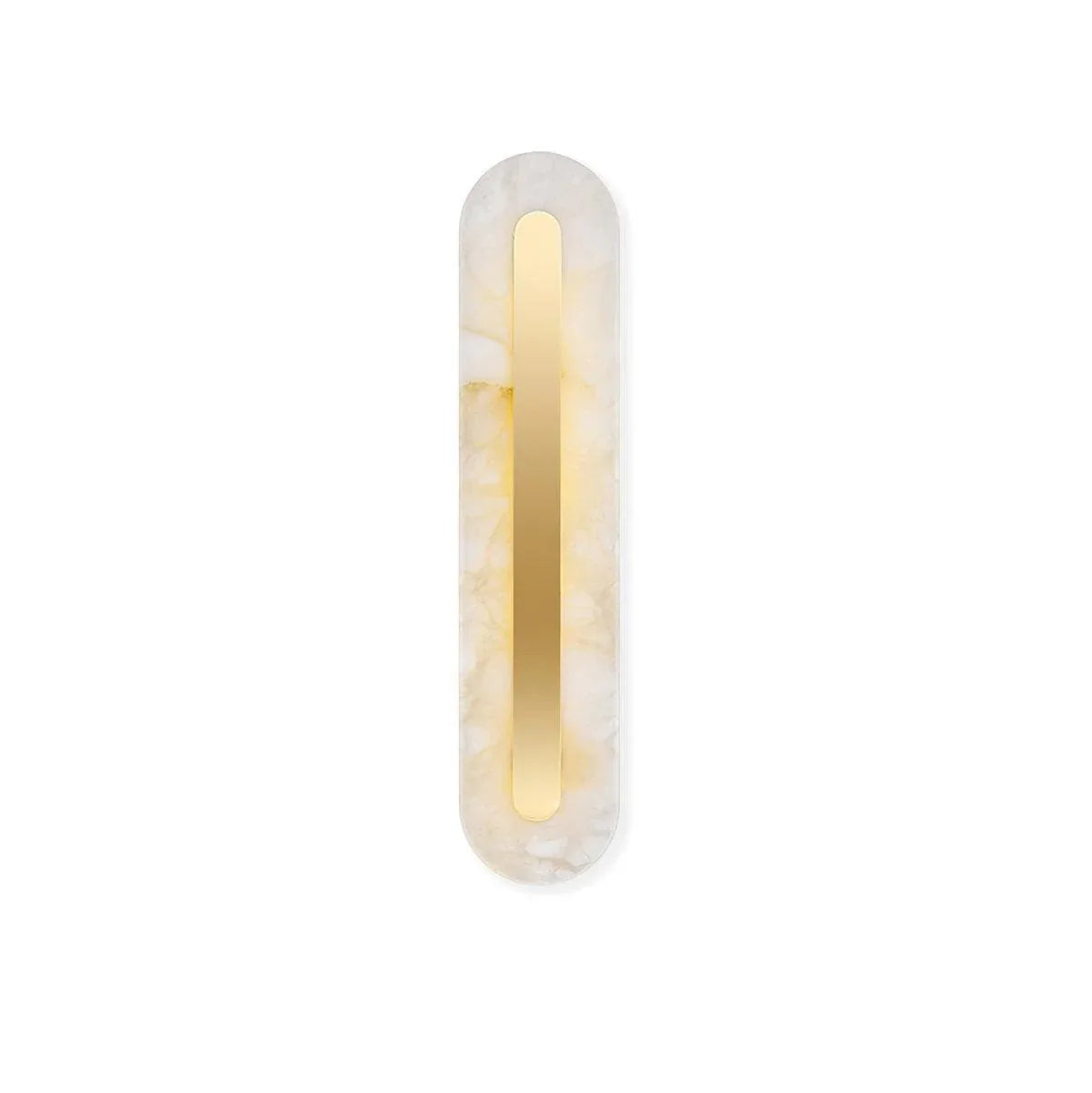 Metavaya Wall light Dia 11cm x H 35cm / ∅ 4.3″ x H 13.8″ / White & Brass / Warm Light Marble Rounded Wall Light 6938617815400 M2023111703-1