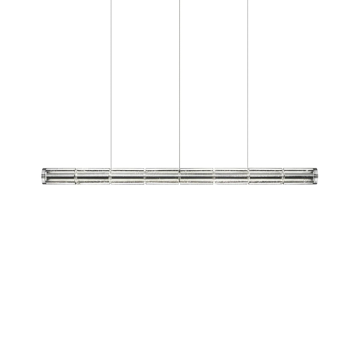 Metavaya Chandelier L 165cm x H 10cm / L 64.9″ x H 3.9″ / Silver Gray & Clear / Cool Light Mcdade Segmented Glass Chandelier 662668879802 M202403261-3