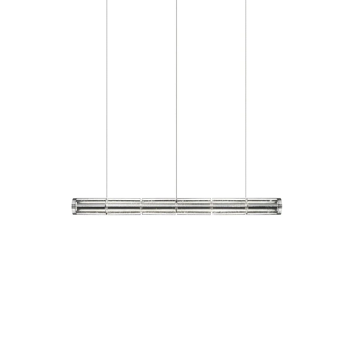 Metavaya Chandelier L 125cm x H 10cm / L 49.2″ x H 3.9″ / Silver Gray & Clear / Cool Light Mcdade Segmented Glass Chandelier 662668879789 M202403261-1