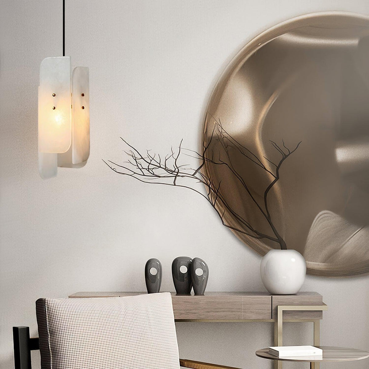 Metavaya Pendant light Dia 15cm x H 40cm / ∅ 5.9″ x H 15.7″ / White Megalith mini-hanglamp 6938617813246 M2023110704-1