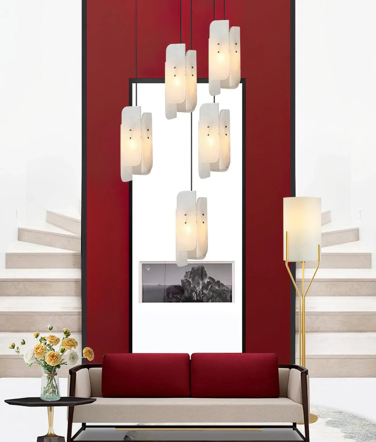 Metavaya Pendant light Dia 15cm x H 40cm / ∅ 5.9″ x H 15.7″ / White Megalith mini-hanglamp 6938617813246 M2023110704-1