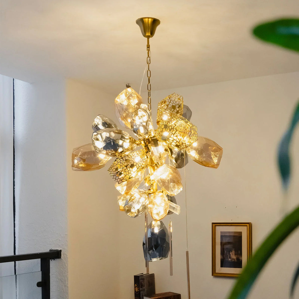 Modern Art Glass Crystal Chandelier - view 2 | Metavaya