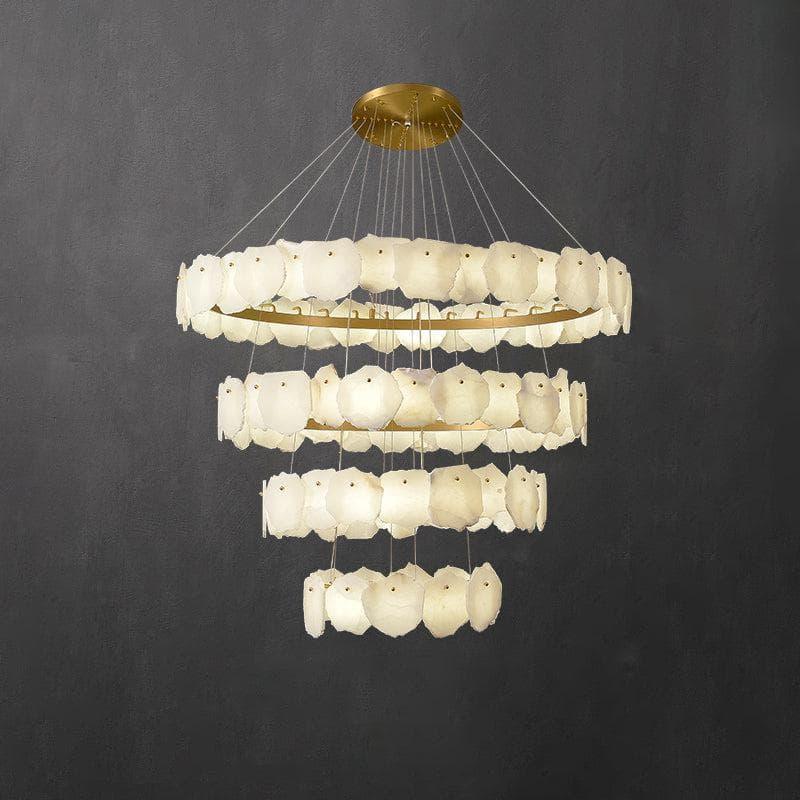 Metavaya Chandelier Dia 120cm x H 80cm / ∅ 47.2″ x H 31.5 / White Marble & Gold Multi-tiered Burton marble chandelier 6938617789589 M2023101003-1