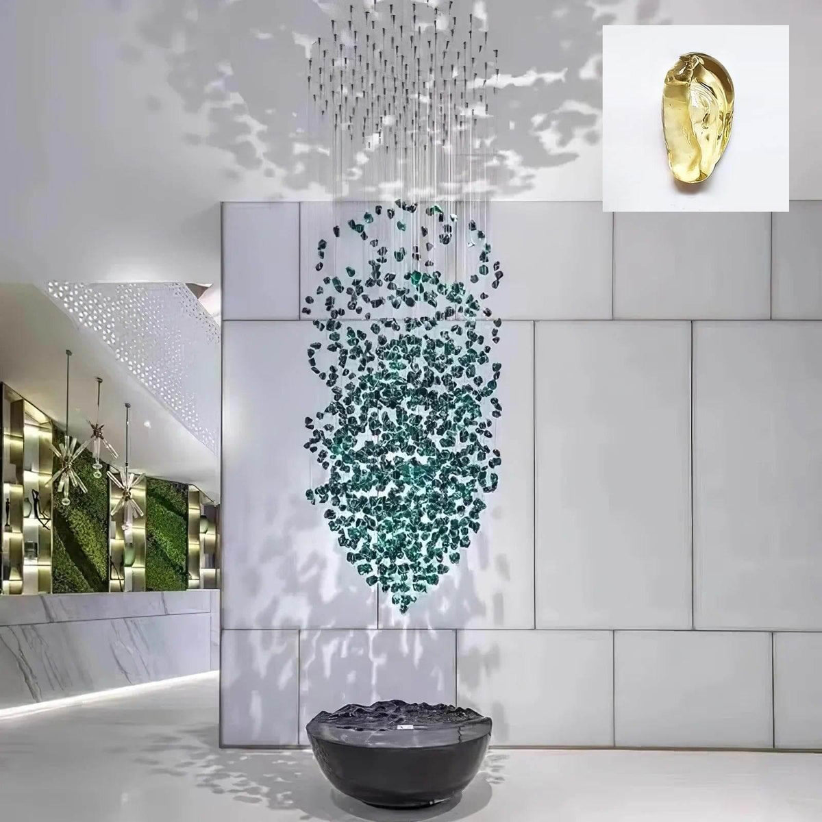 Metavaya Chandelier Round Canopy Dia 100cm X H 250cm / ∅ 39.4″ X H 98.4″ / Amber Multicolor Crystal Stone Chandelier 662668885636 M202404202-8