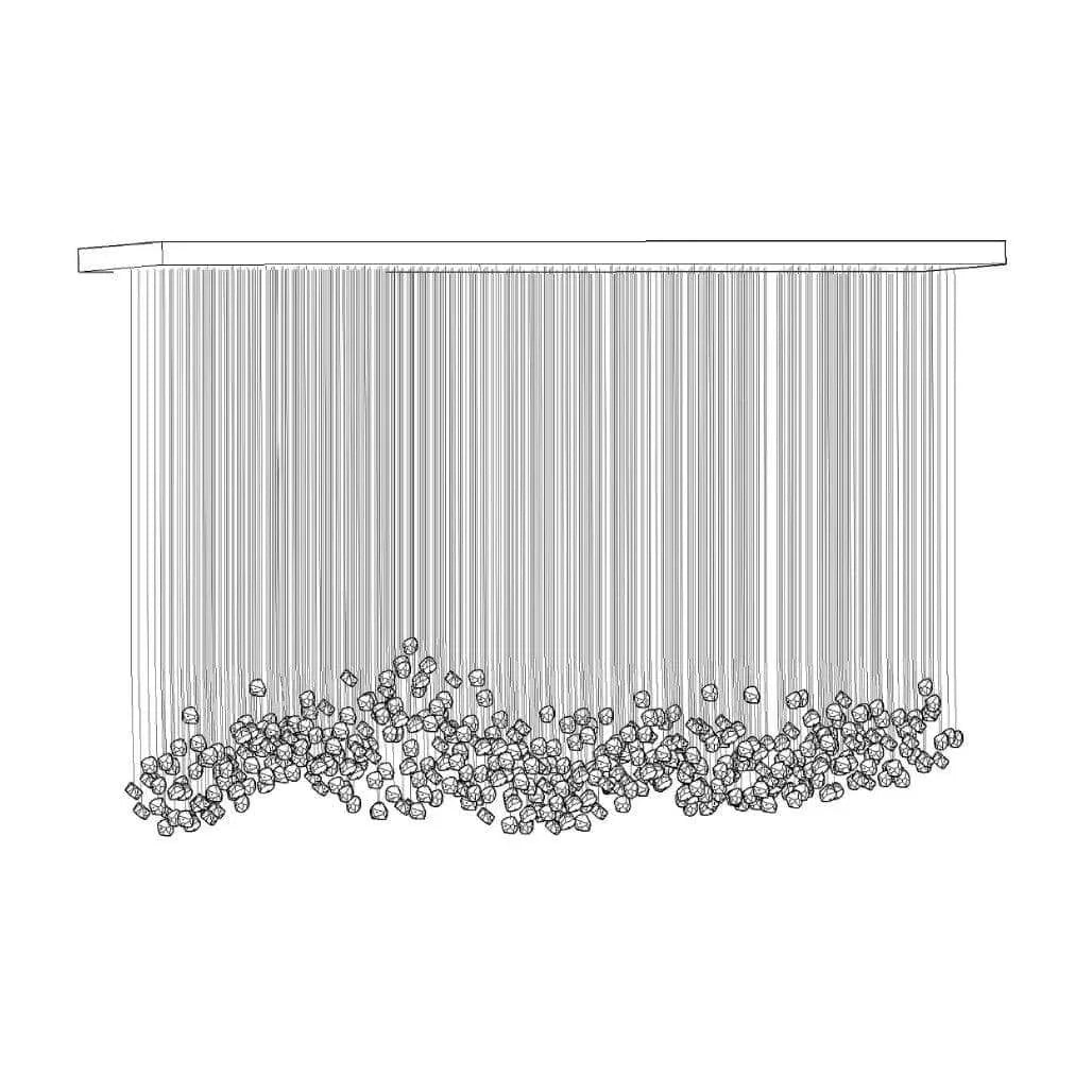 Metavaya Chandelier Long Canopy L 340cm X W 60cm X H 80cm / L 133.8″ X W 23.6″ X H 31.5″ / Clear Multicolor Crystal Stone Chandelier 662668885568 M202404202-1