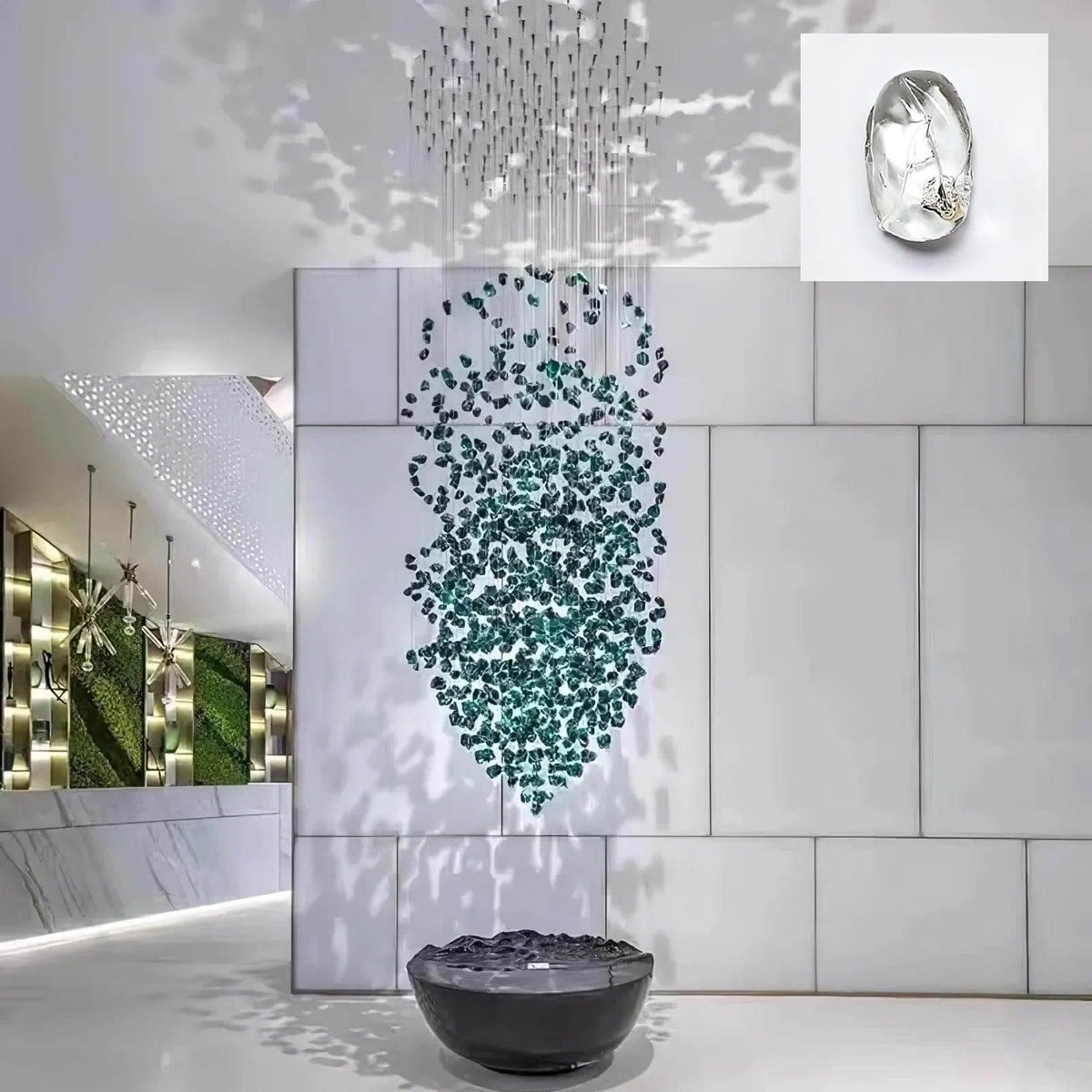Metavaya Chandelier Round Canopy Dia 100cm X H 250cm / ∅ 39.4″ X H 98.4″ / Clear Multicolor Crystal Stone Chandelier 662668885629 M202404202-7