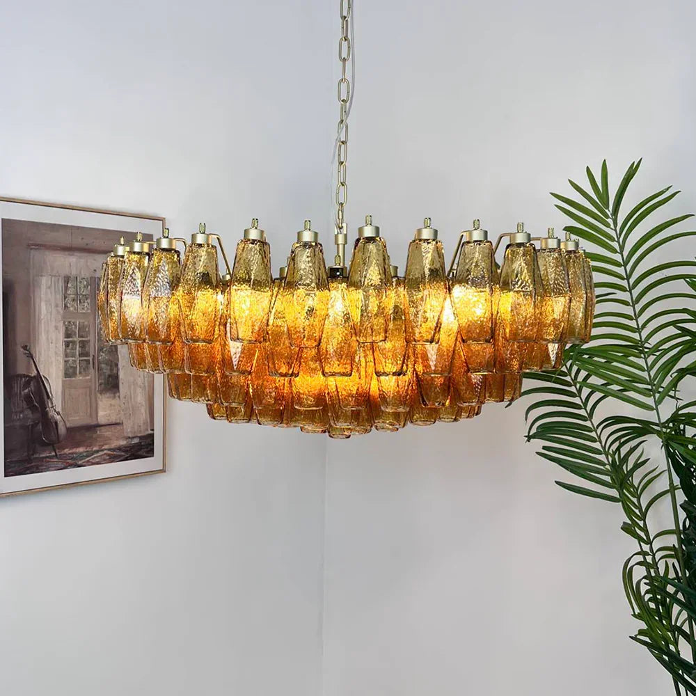 Faceted Amber Chandelier - view 2 | Metavaya