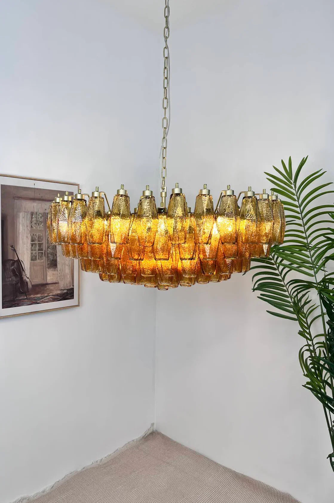 Faceted Amber Chandelier - view 8 | Metavaya