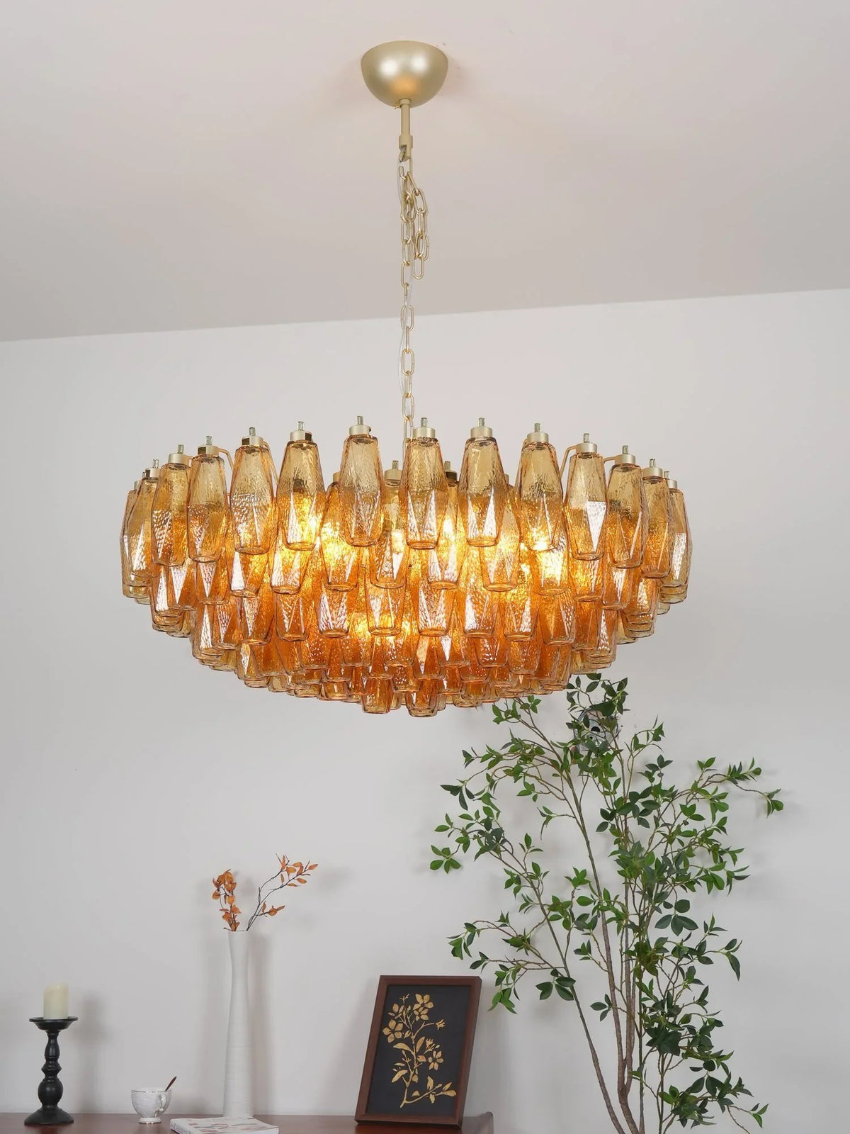 Faceted Amber Chandelier - view 3 | Metavaya