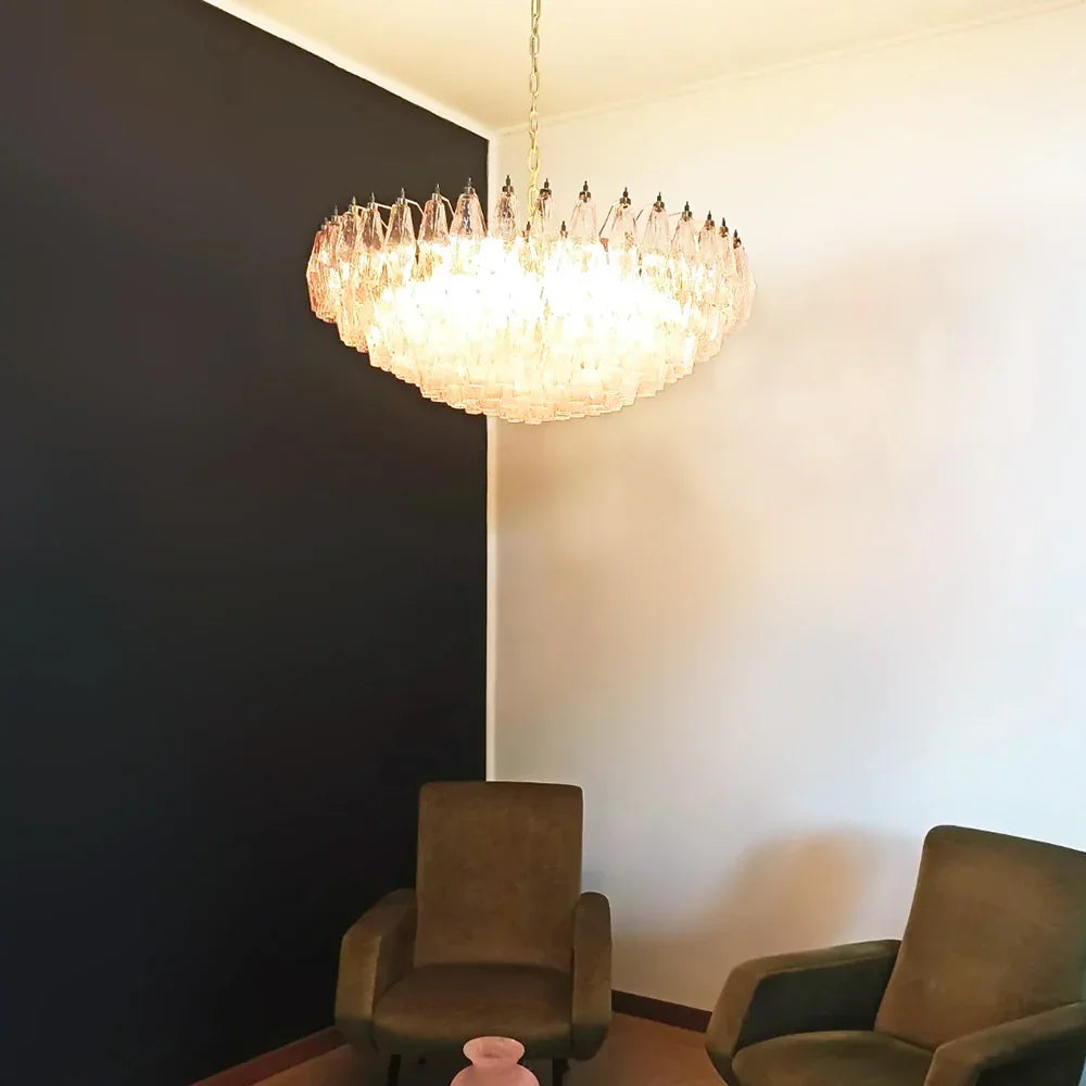 Faceted Pink Chandelier - view 2 | Metavaya