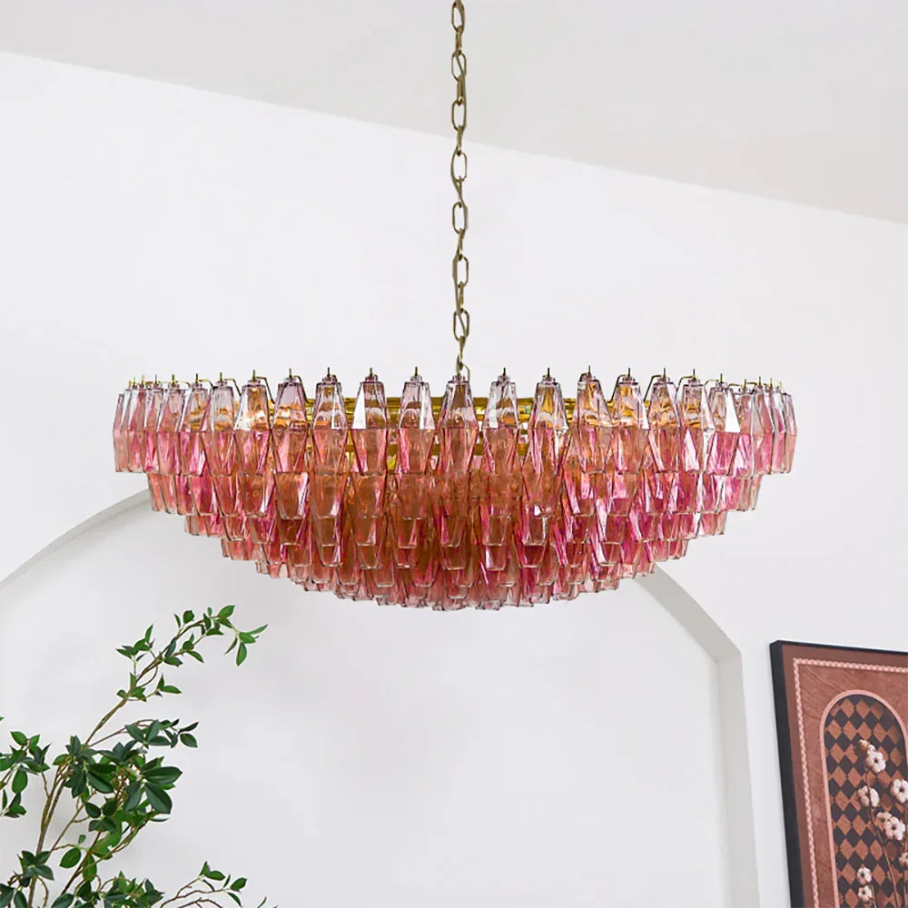 Faceted Pink Chandelier - view 6 | Metavaya