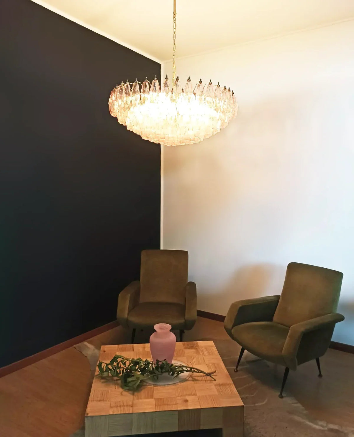 Faceted Pink Chandelier - view 7 | Metavaya
