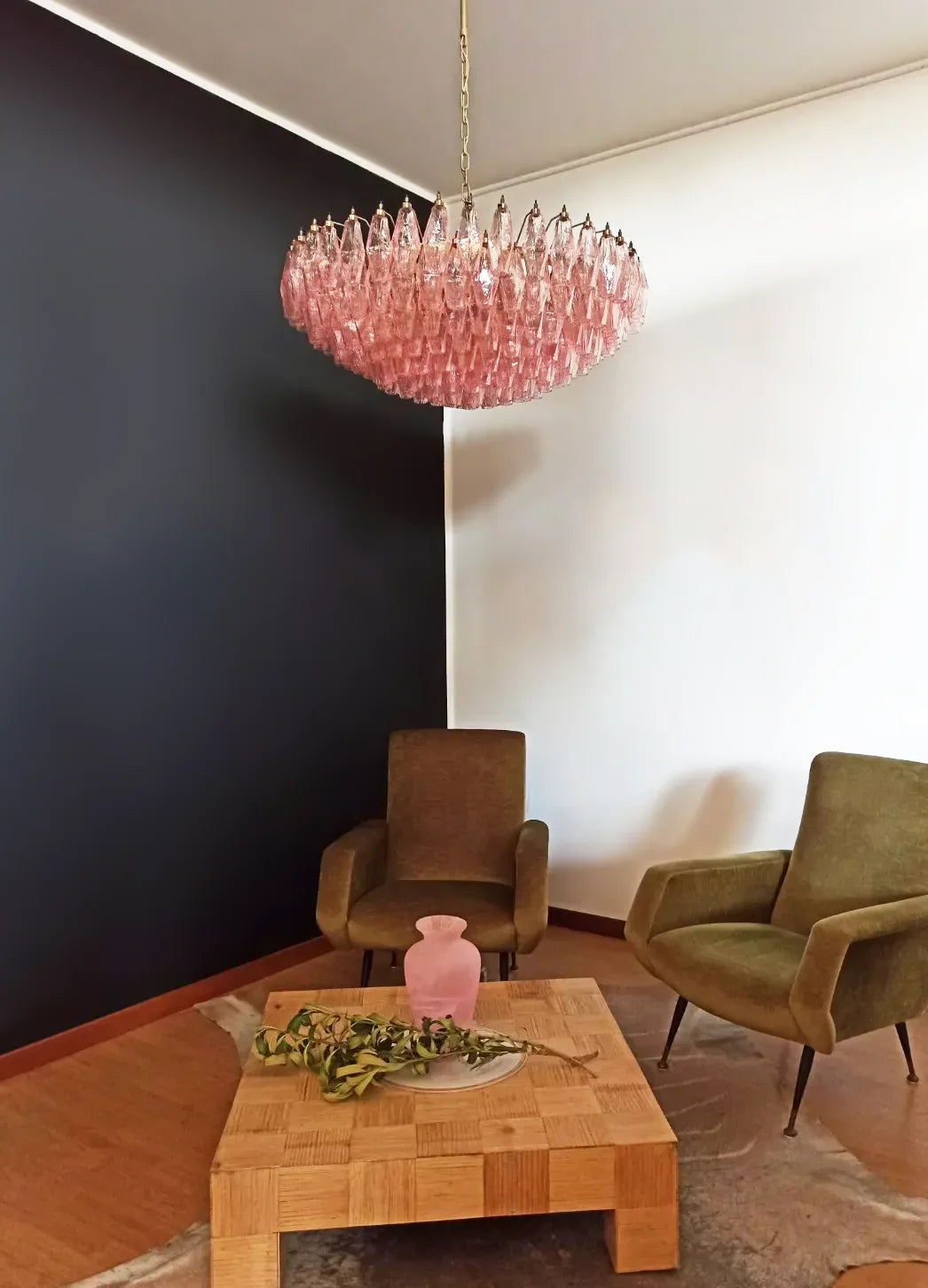 Faceted Pink Chandelier - view 4 | Metavaya