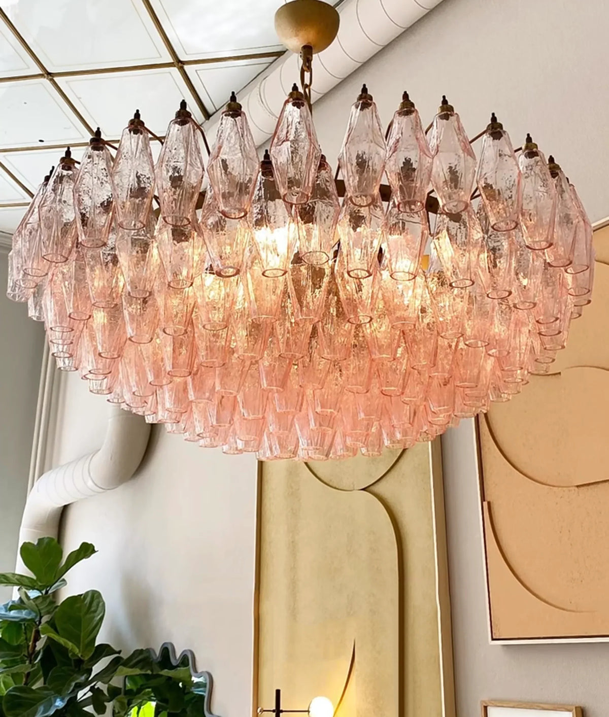 Faceted Pink Chandelier - view 3 | Metavaya