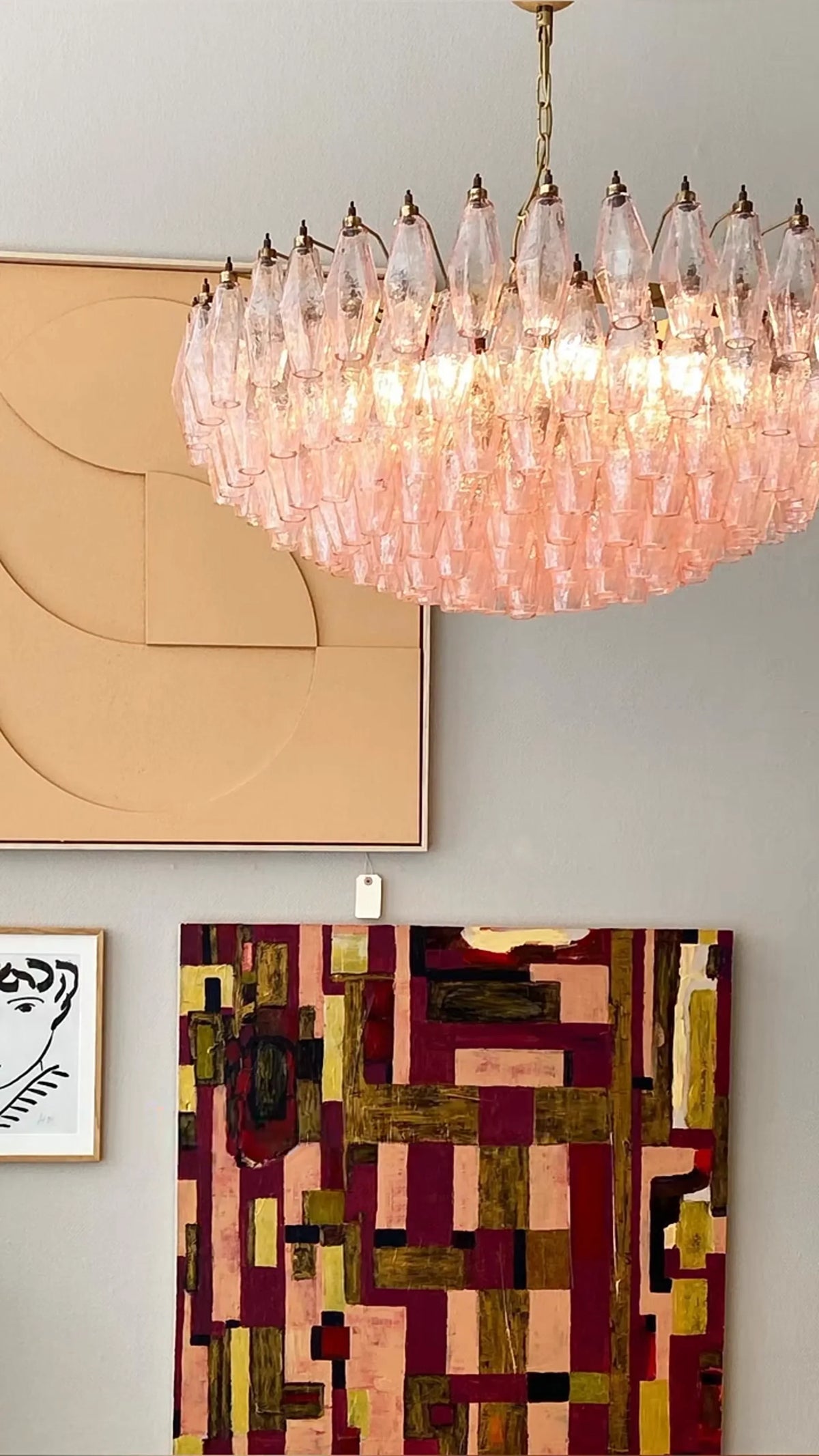 Faceted Pink Chandelier - view 5 | Metavaya