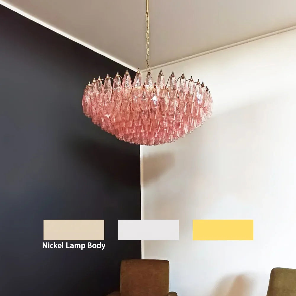 Faceted Pink Chandelier - view 13 | Metavaya