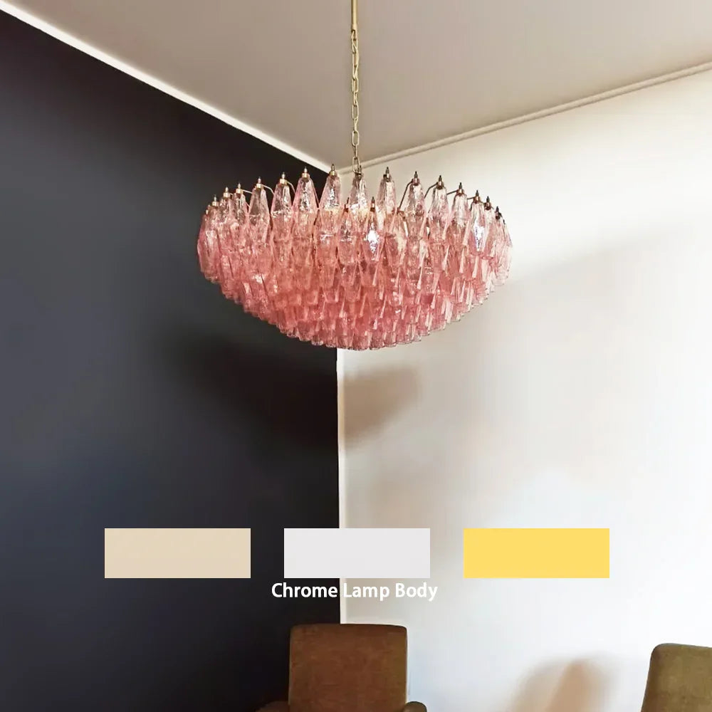 Faceted Pink Chandelier - view 14 | Metavaya