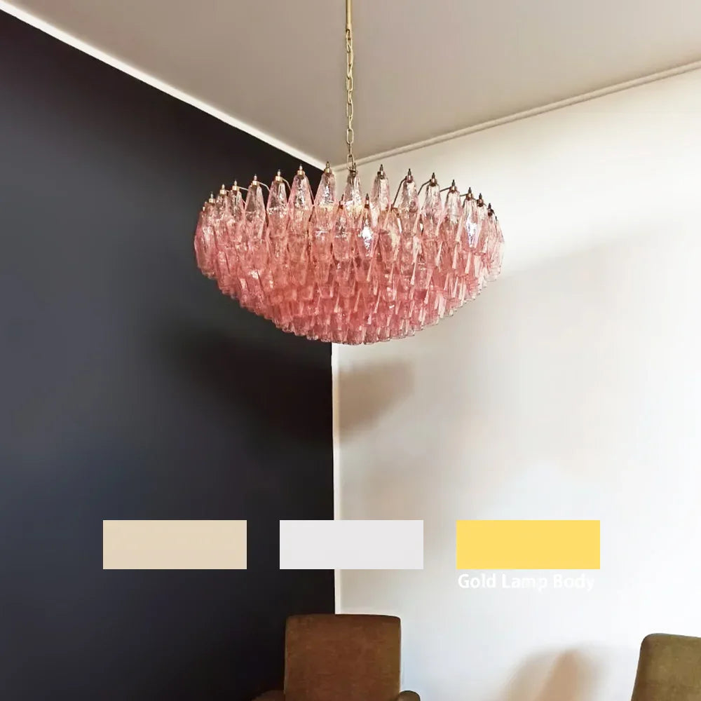 Faceted Pink Chandelier - view 15 | Metavaya
