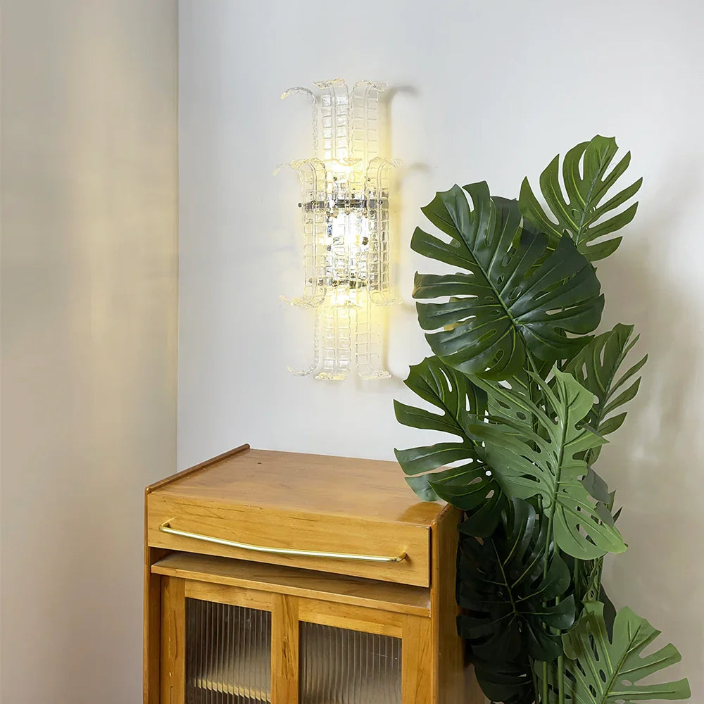Leaf Shaped Transparent Glass Wall Lamp - view 2 | Metavaya