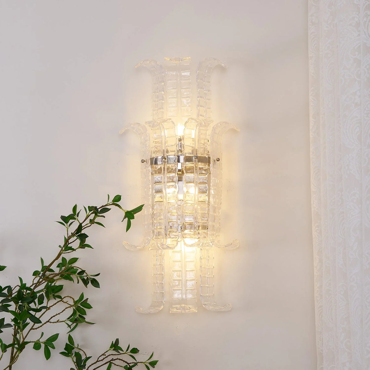 Leaf Shaped Transparent Glass Wall Lamp - view 6 | Metavaya