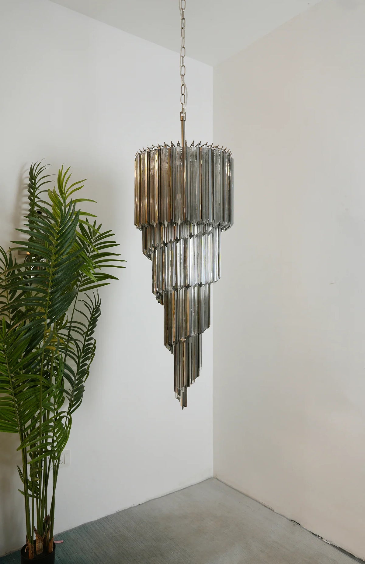 Transparent Smoked Quadriedri Prism Chandelier - view 6 | Metavaya