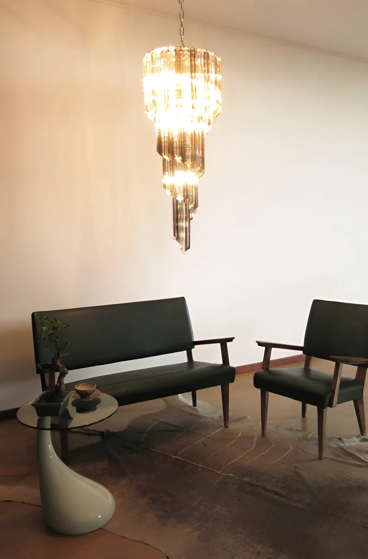 Transparent Smoked Quadriedri Prism Chandelier - view 9 | Metavaya